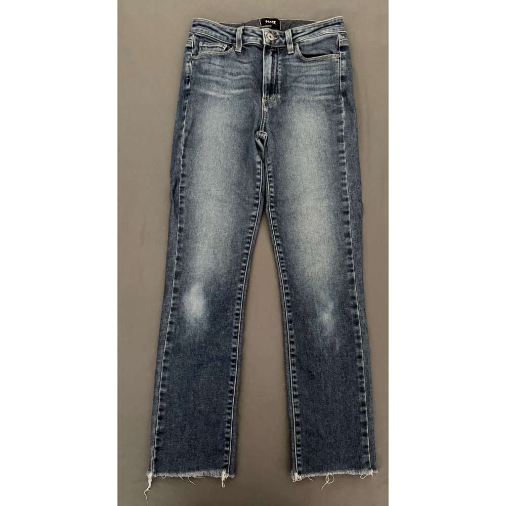 PAIGE Jacqueline Straight Jeans Womens 27 Raw Hem High Rise Crop Stretch Denim